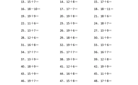 30以内第1-10篇_小学数学口算竖式脱式计算应用题一二三四五六年级上下册电_小学数学口算题库电子版（1-6）_小学数学口算一年级_口算题适合1年级(含答案）