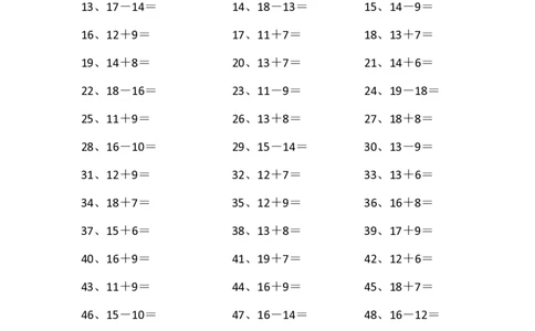 30以内第1-10篇_小学数学口算竖式脱式计算应用题一二三四五六年级上下册电_小学数学口算题库电子版（1-6）_小学数学口算一年级_口算题适合1年级(含答案）