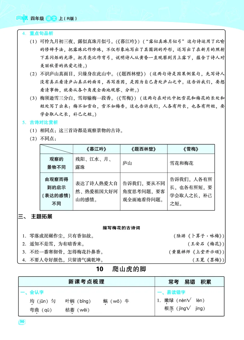 四（上）语文名师规划每一课重考点梳理（全册）_上册_四（上）语文期末重点归类文件