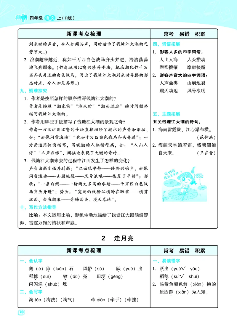 四（上）语文名师规划每一课重考点梳理（全册）_上册_四（上）语文期末重点归类文件