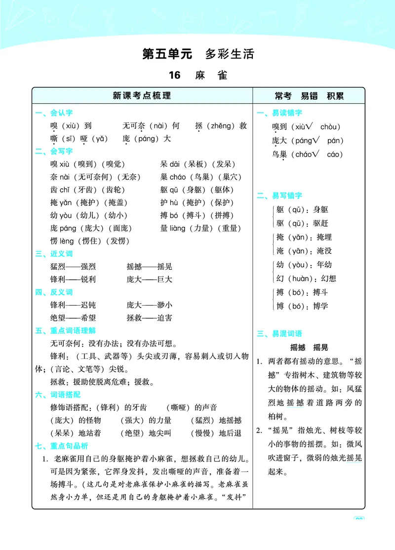 四（上）语文名师规划每一课重考点梳理（全册）_上册_四（上）语文期末重点归类文件