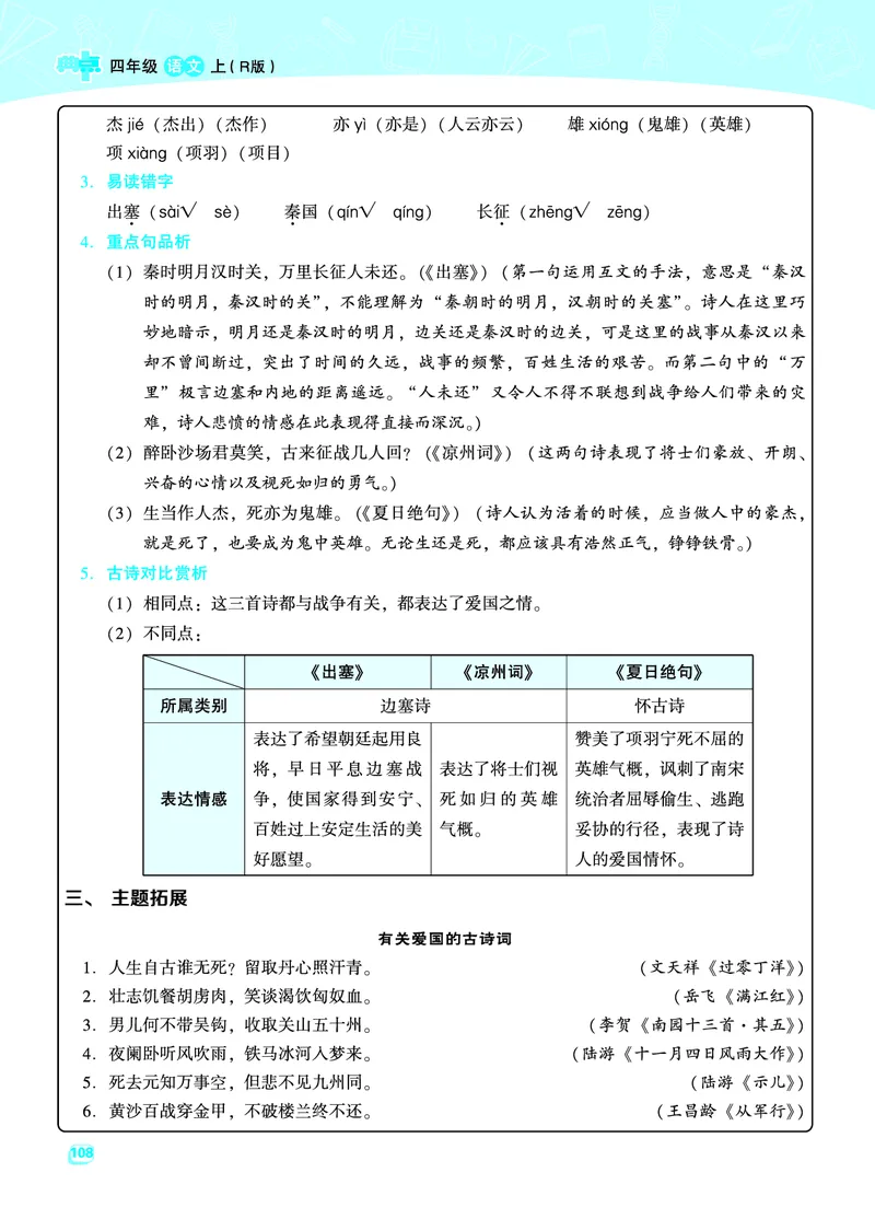 四（上）语文名师规划每一课重考点梳理（全册）_上册_四（上）语文期末重点归类文件