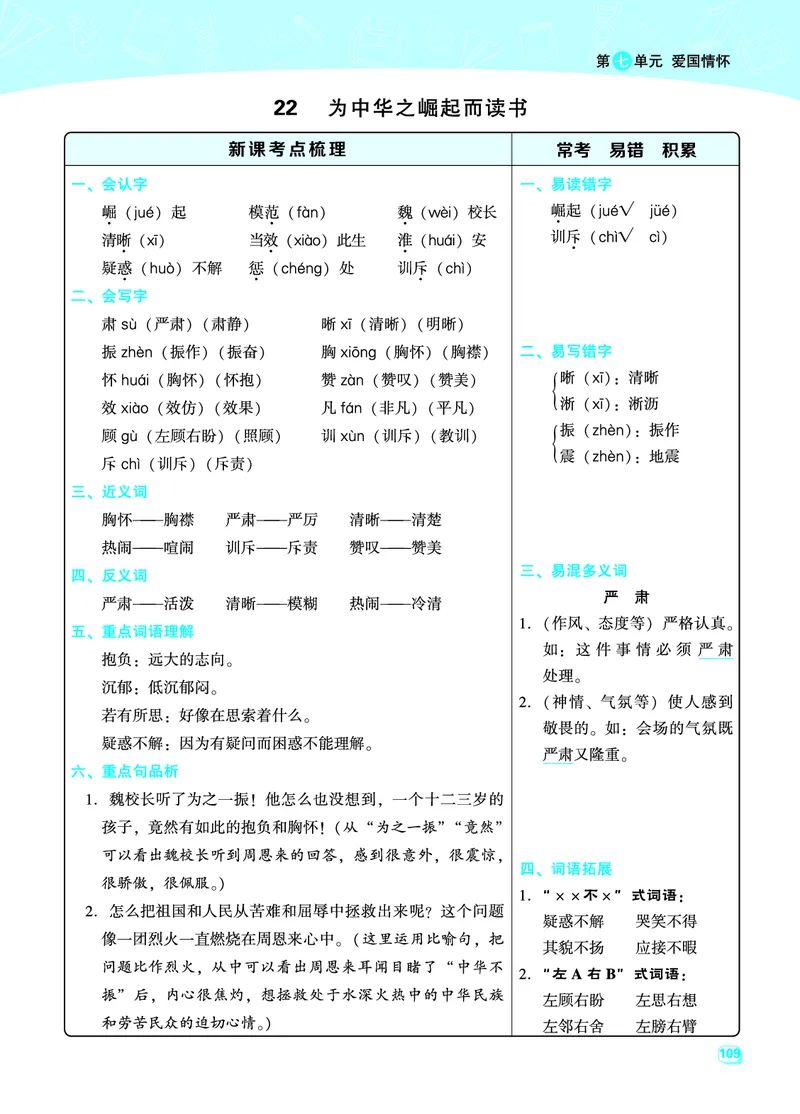 四（上）语文名师规划每一课重考点梳理（全册）_上册_四（上）语文期末重点归类文件