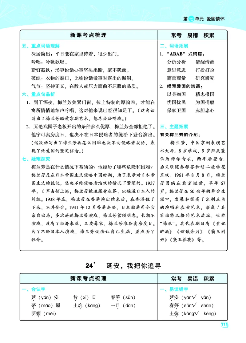 四（上）语文名师规划每一课重考点梳理（全册）_上册_四（上）语文期末重点归类文件