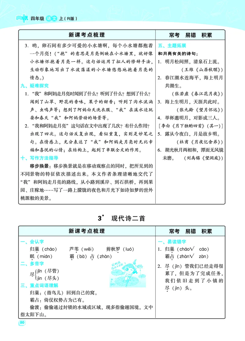 四（上）语文名师规划每一课重考点梳理（全册）_上册_四（上）语文期末重点归类文件