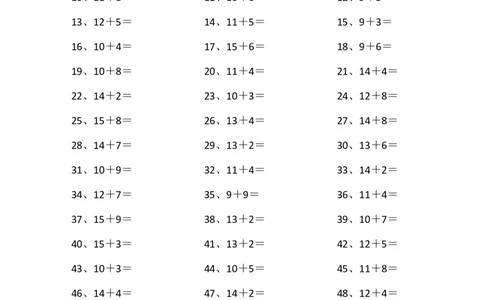 25以内加法第81~100篇_小学数学口算竖式脱式计算应用题一二三四五六年级上下册电_小学数学口算题库电子版（1-6）_小学数学口算一年级_口算题适合1年级(含答案）