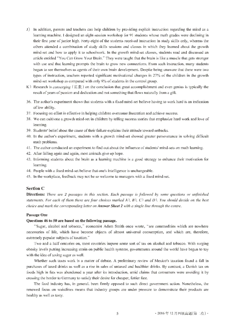 2016年12月大学英语4级（卷2）-可复制搜索_大学英语四级+六级_四级真题_四级真题_1990年-2018年真题资料合集_2016年12月CET4题+解+音频_01、真题PDF版（推荐打印）❤