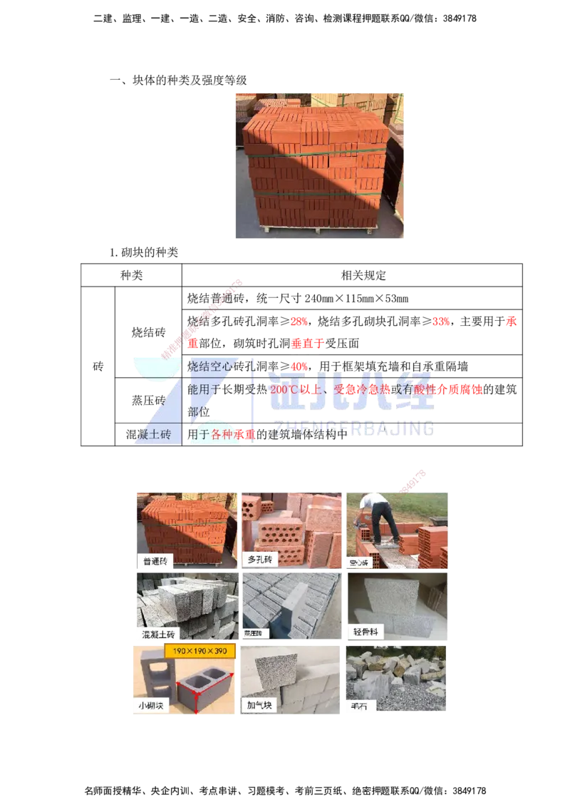 14.一建建筑基础精学-15-主要建筑工程材料（砌体）_2026年一级建造师_2026年一建建筑_2025年一建建筑SVIP_02-基础精讲✿高端面授✿深度强化_讲义