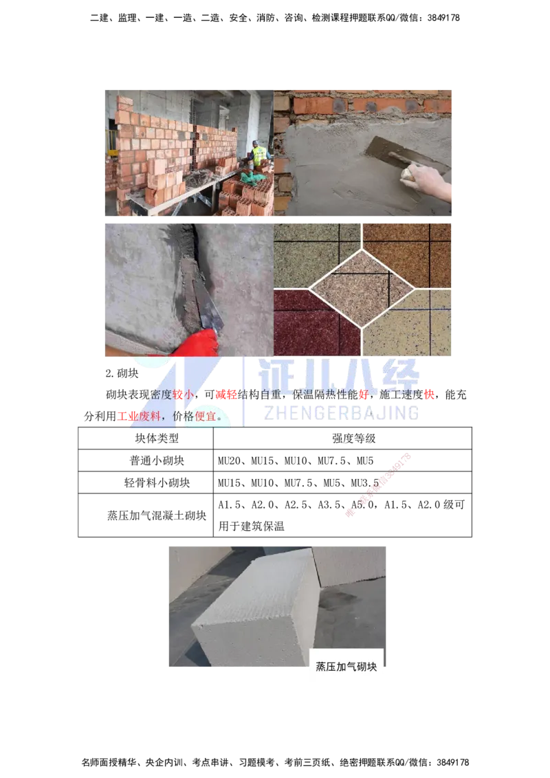 14.一建建筑基础精学-15-主要建筑工程材料（砌体）_2026年一级建造师_2026年一建建筑_2025年一建建筑SVIP_02-基础精讲✿高端面授✿深度强化_讲义