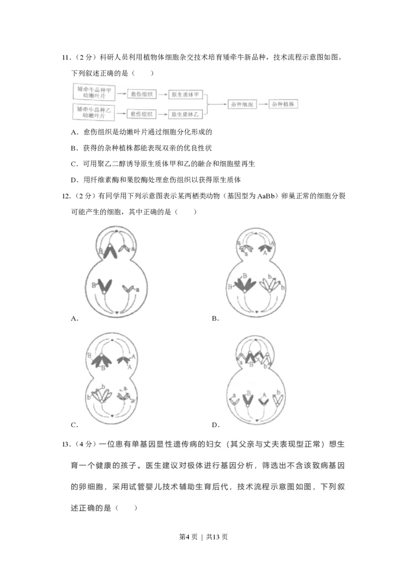 2021年高考生物试卷（福建）（空白卷）_生物历年高考真题_新&middot;PDF版2008-2025&middot;高考生物真题_生物（按试卷类型分类）2008-2025_自主命题卷&middot;生物（2008-2025）