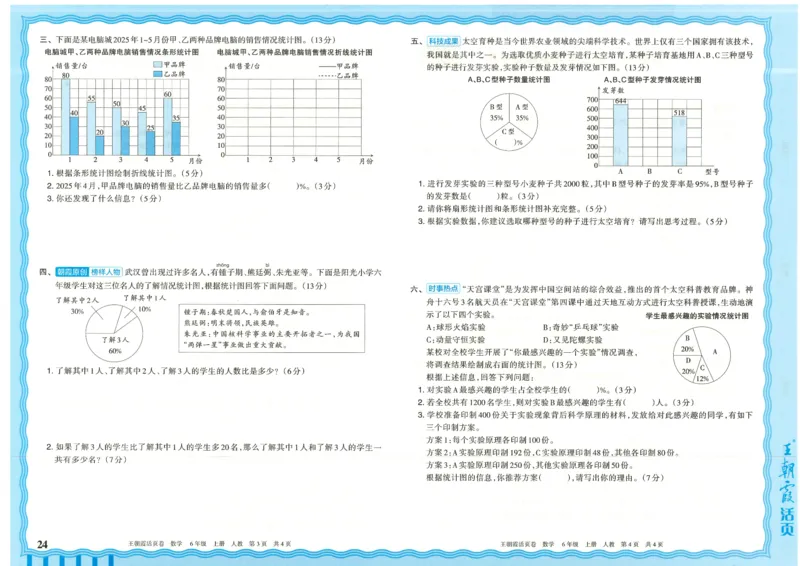 25秋数学人教版6上_2025秋《王朝霞活页卷》数学人教1-6