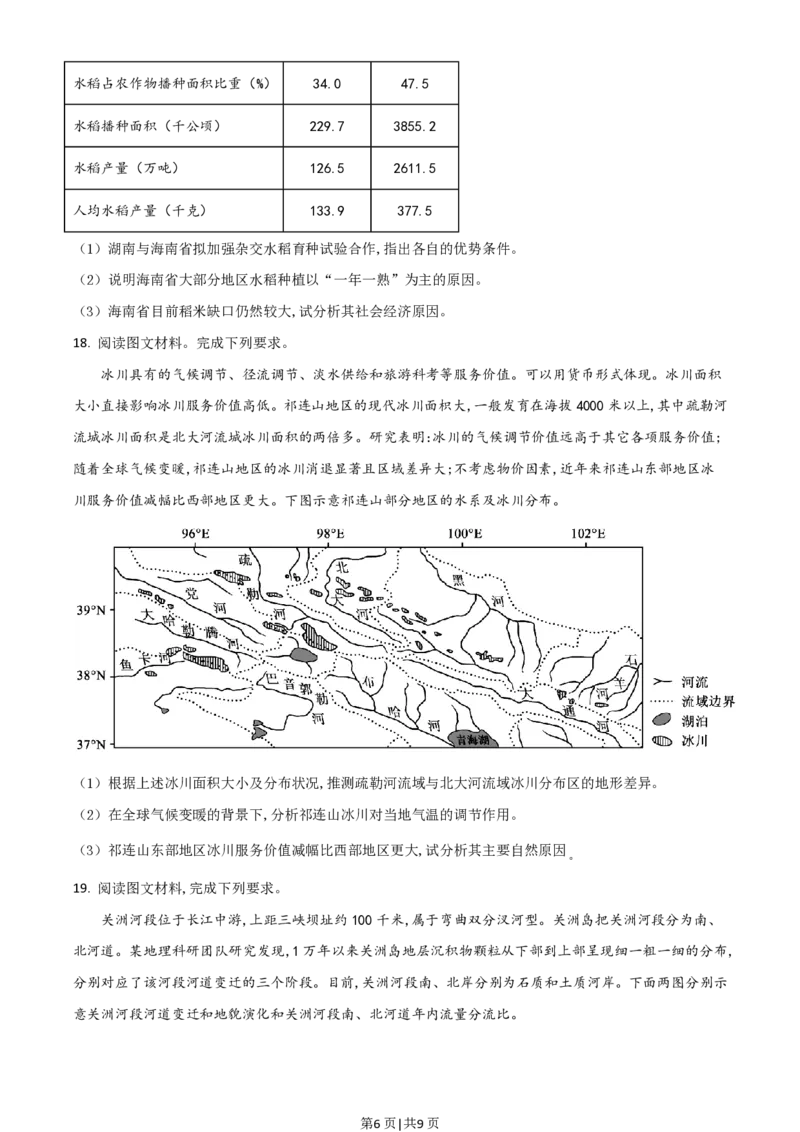 2021年高考地理试卷（湖南）（空白卷）_地理历年高考真题_新&middot;PDF版2008-2025&middot;高考地理真题_地理（按年份分类）2008-2025_2021&middot;地理高考真题