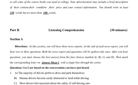 2017年6月大学英语四级真题2_大学英语四级+六级_四级真题_四级真题_1990年-2018年真题资料合集_2017年06月CET4题+解+音频_02、真题word版