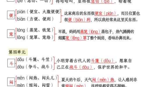 3.三下语文1-8单元多音字组词、造句归纳_三年级上下册资料_三年级下册小红书同款资料_三下语文