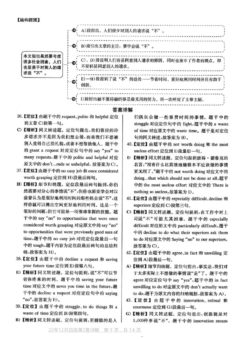 2022.12四级真题第2套答案及详解_大学英语四级+六级_四级真题_四级真题_2022年12月CET4题+解+音频_03、答案解析
