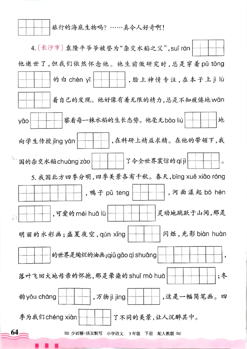 25春《王朝霞活页默写》语文3下_三年级上下册资料_53黄冈多个品牌系列资料_语文