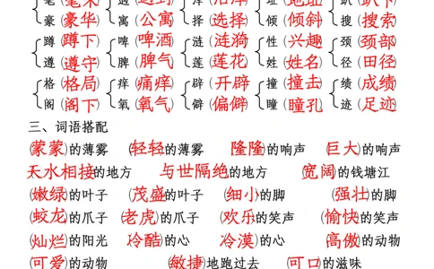 四上期中高频考点训练_🍎⭐️期中知识汇总语文25年上册_四上