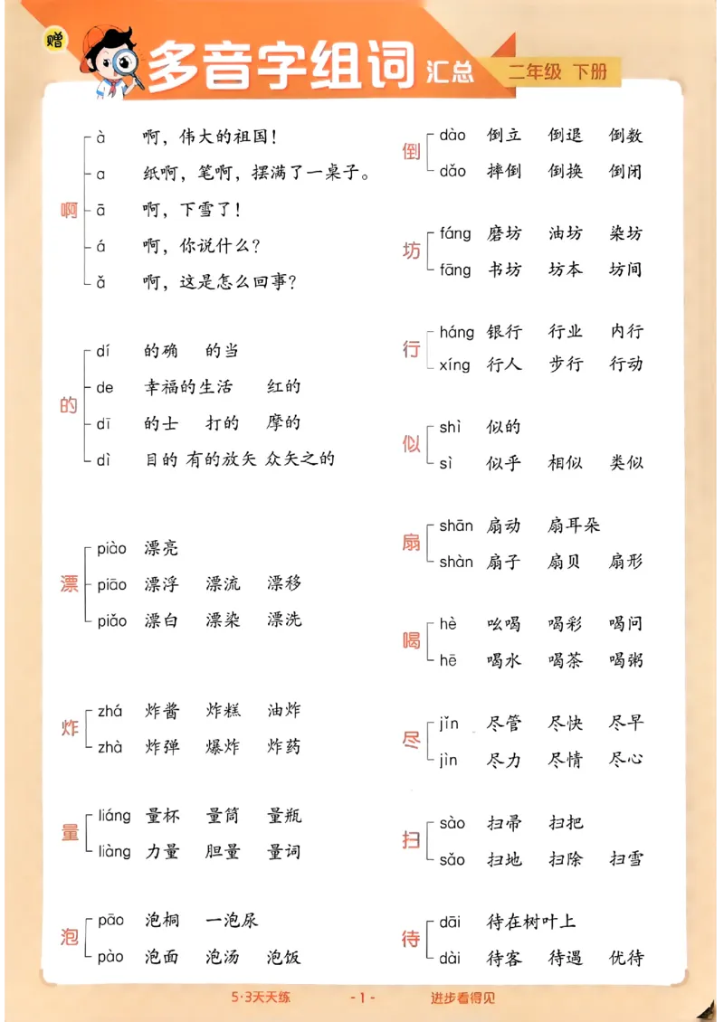 2下语文五三知识卡片_二年级上下册资料_53黄冈多个品牌系列资料_语文