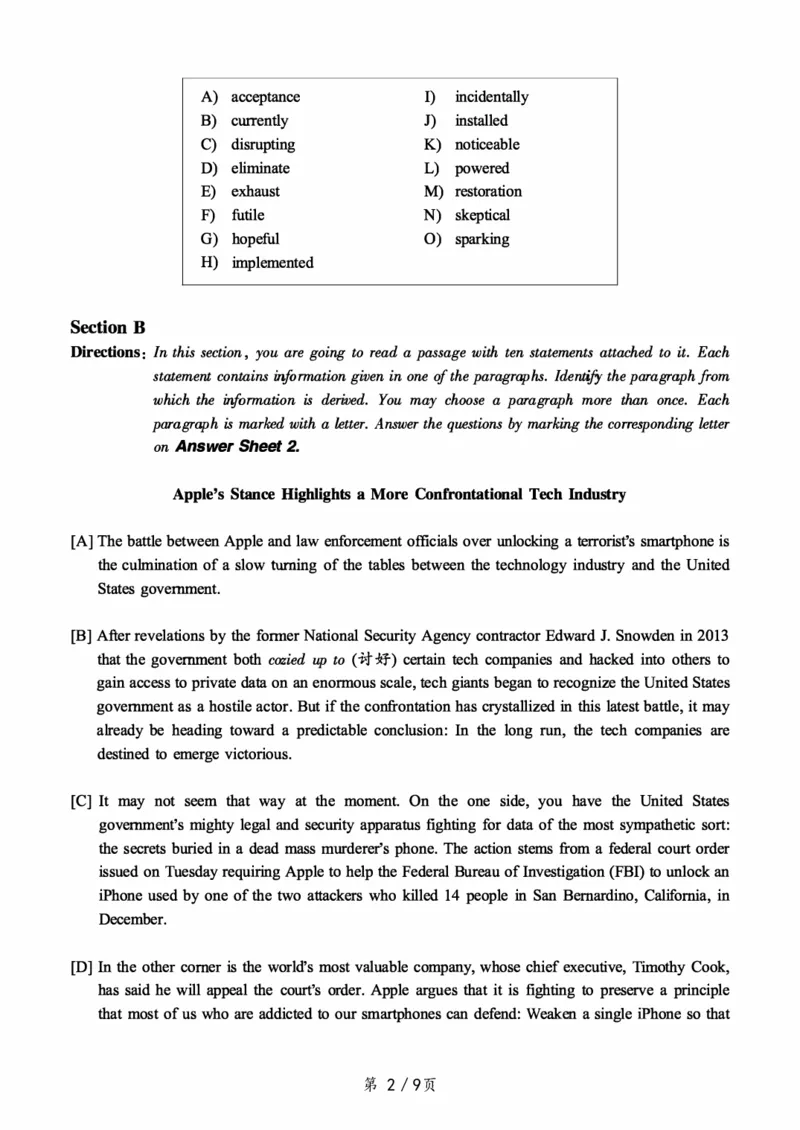 2017.12六级真题第3套可复制可搜索，打印首选_大学英语四级+六级_六级真题_六级真题_1990年-2018年真题资料合集_2017年12月CET6题+解+音频_01、真题PDF版（推荐打印）❤