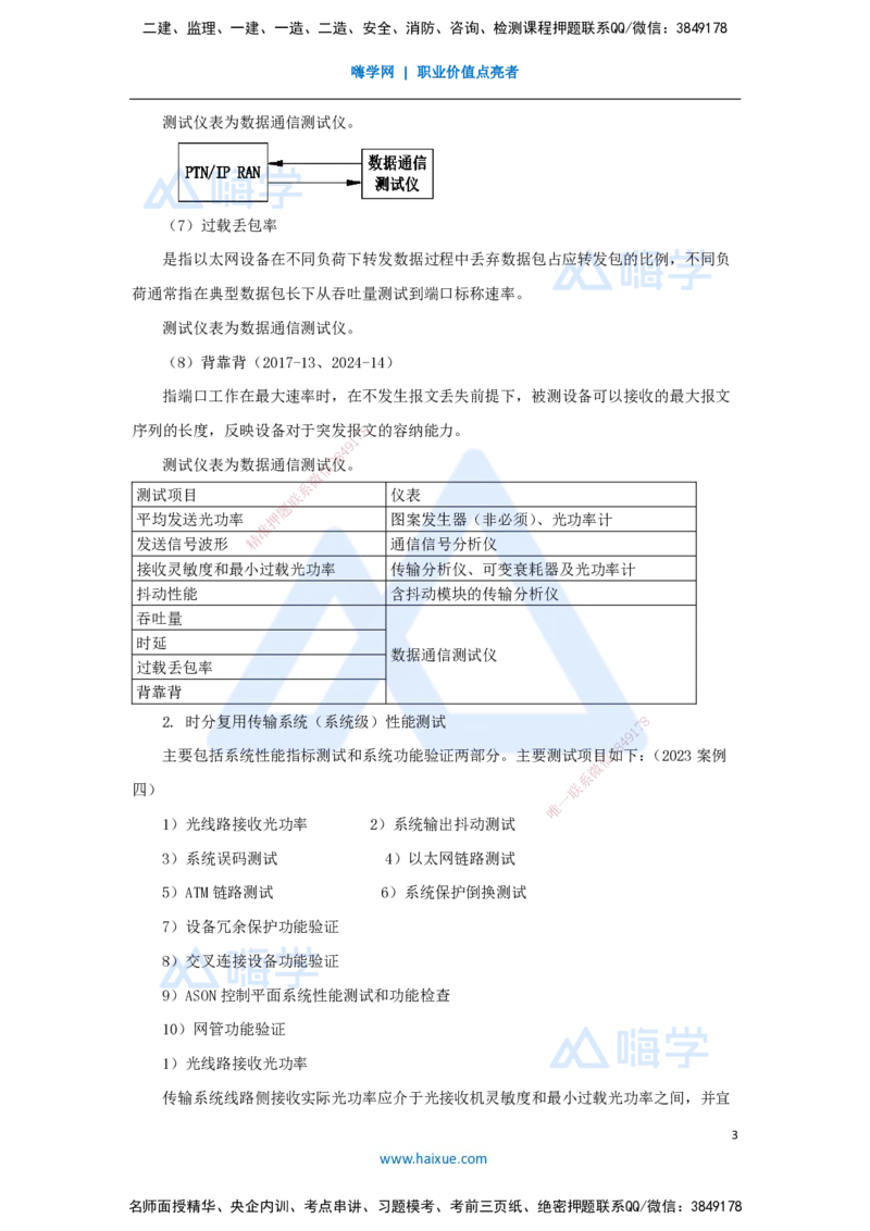 17.2025杨鹏-名师精讲通关-第二章（17）2.2传输系统及核心网的测试1_2026年一级建造师_2026年一建通信_2025年一建通信SVIP_02-基础精讲✿高端面授✿深度强化_讲义