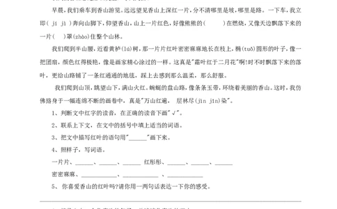 四（上）语文期末：课外阅读训练_上册_四（上）语文期末专项练习文件夹