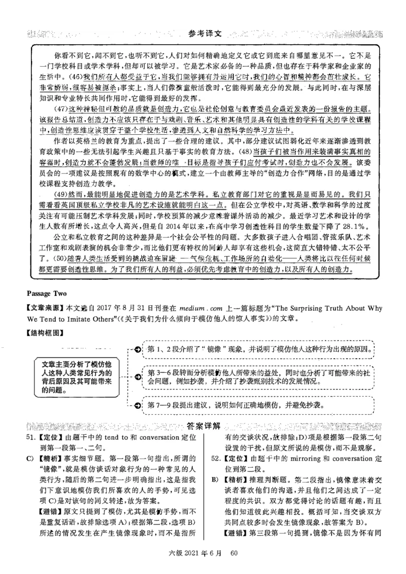 2021.06英语六级答案解析第3套_大学英语四级+六级_六级真题_六级真题_2021年06月CET6题+解+音频_03、答案解析
