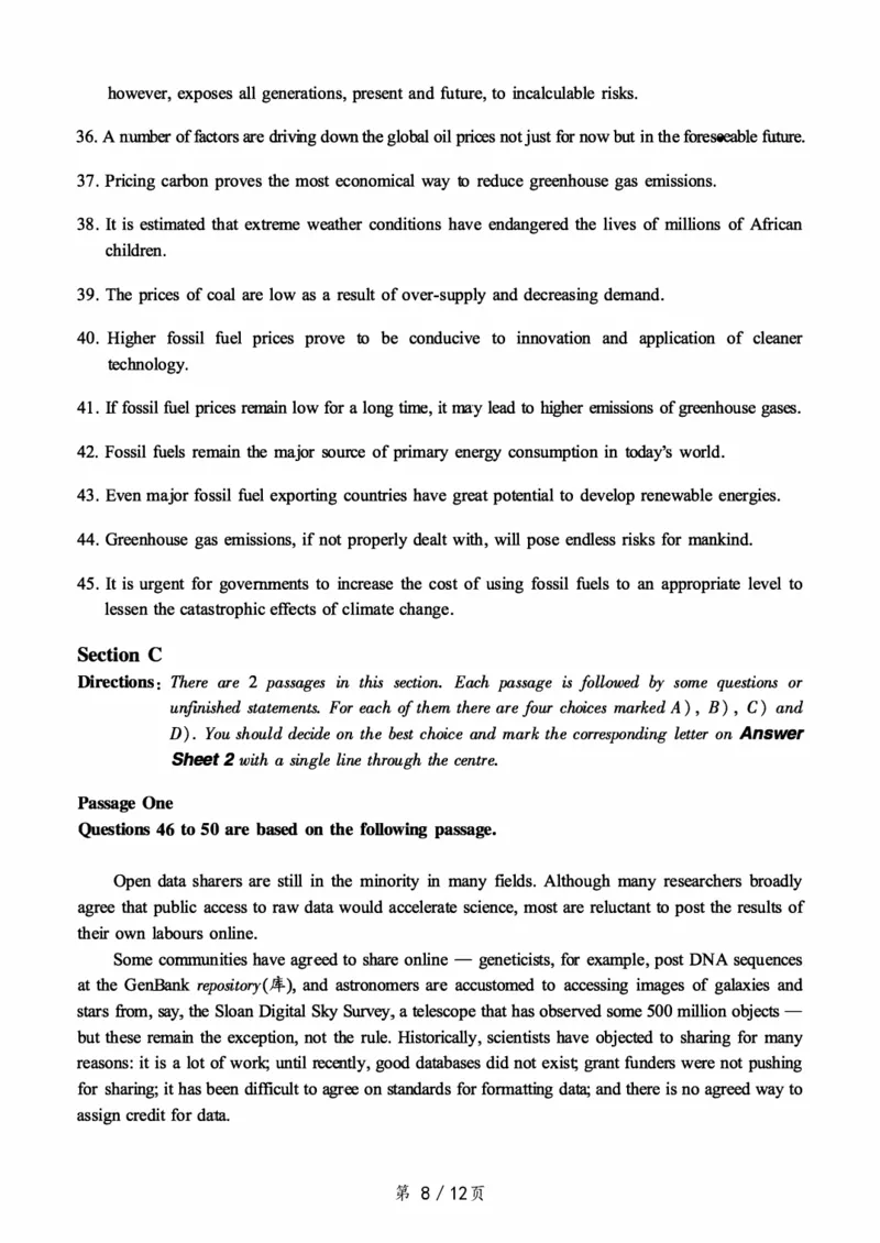 2017.06六级真题第1套可复制可搜索，打印首选_大学英语四级+六级_六级真题_六级真题_1990年-2018年真题资料合集_2017年06月CET6题+解+音频_01、真题PDF版（推荐打印）❤