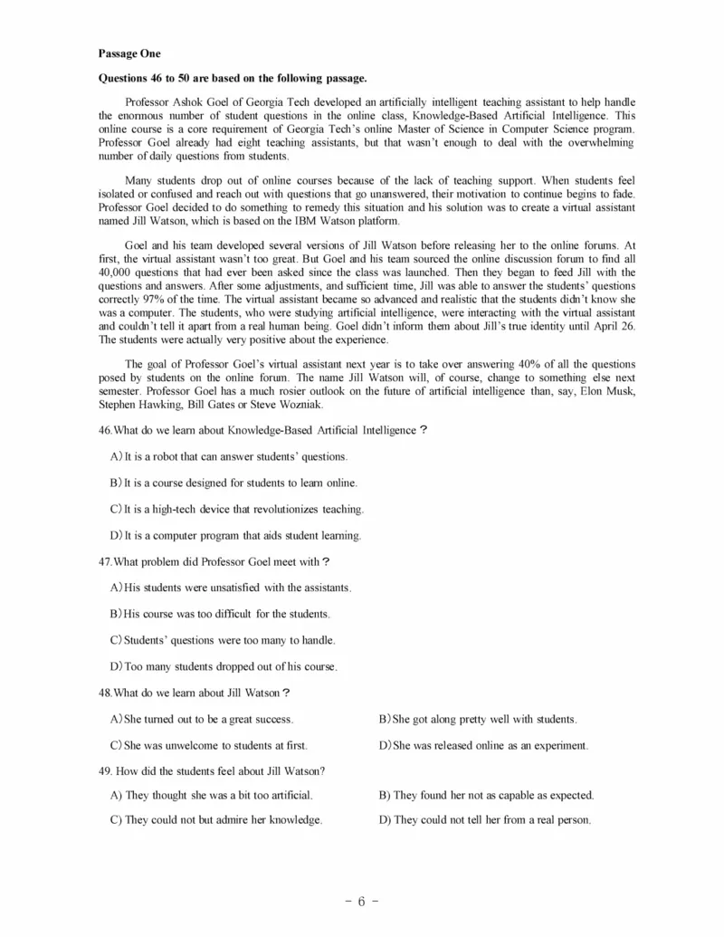 2017-2024年12月真题合集一键打印版_大学英语四级+六级_四级真题