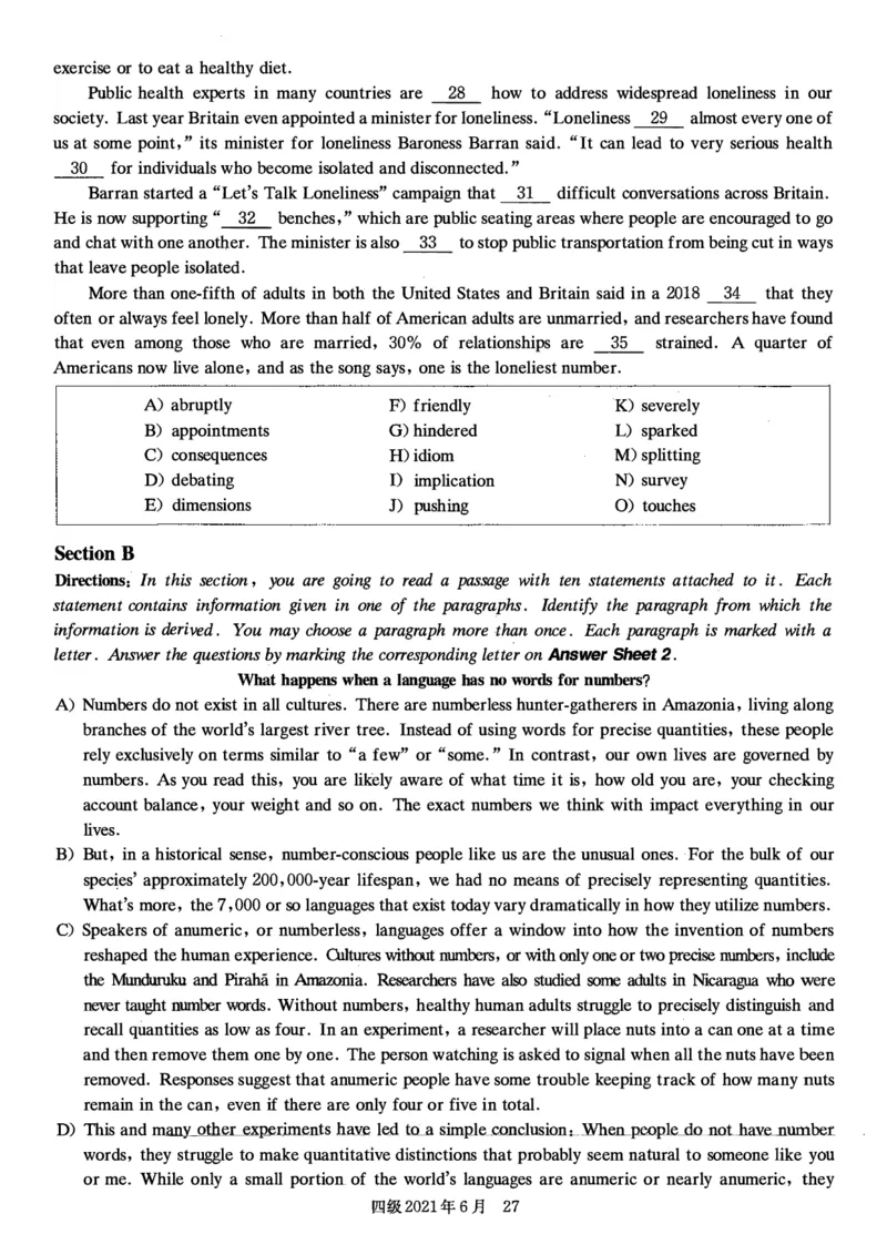 2017-2024年12月真题合集一键打印版_大学英语四级+六级_四级真题