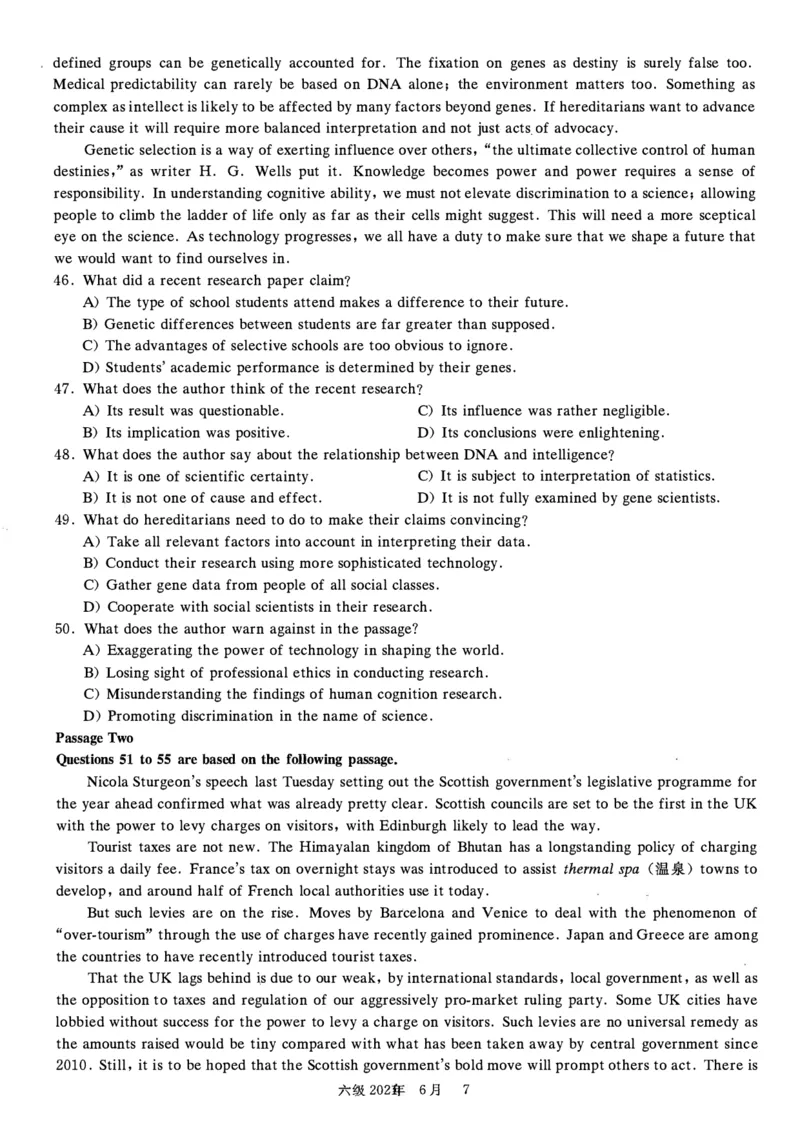 2021.06六级真题第1套_大学英语四级+六级_六级真题_六级真题_2021年06月CET6题+解+音频_01、真题PDF版（推荐打印）❤