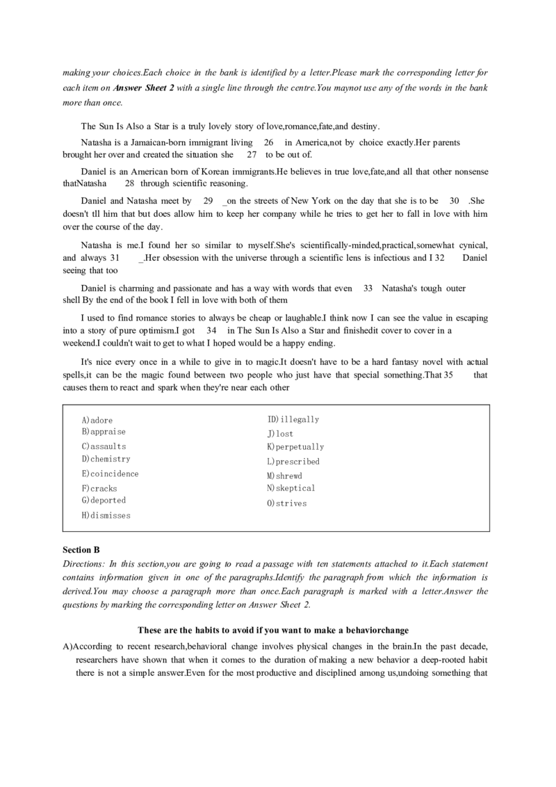 2024年6月第2套英语六级真题推荐使用PDF版_大学英语四级+六级_四级真题_专项_四级长篇阅读_2024年06月CET6_202406六级第二套