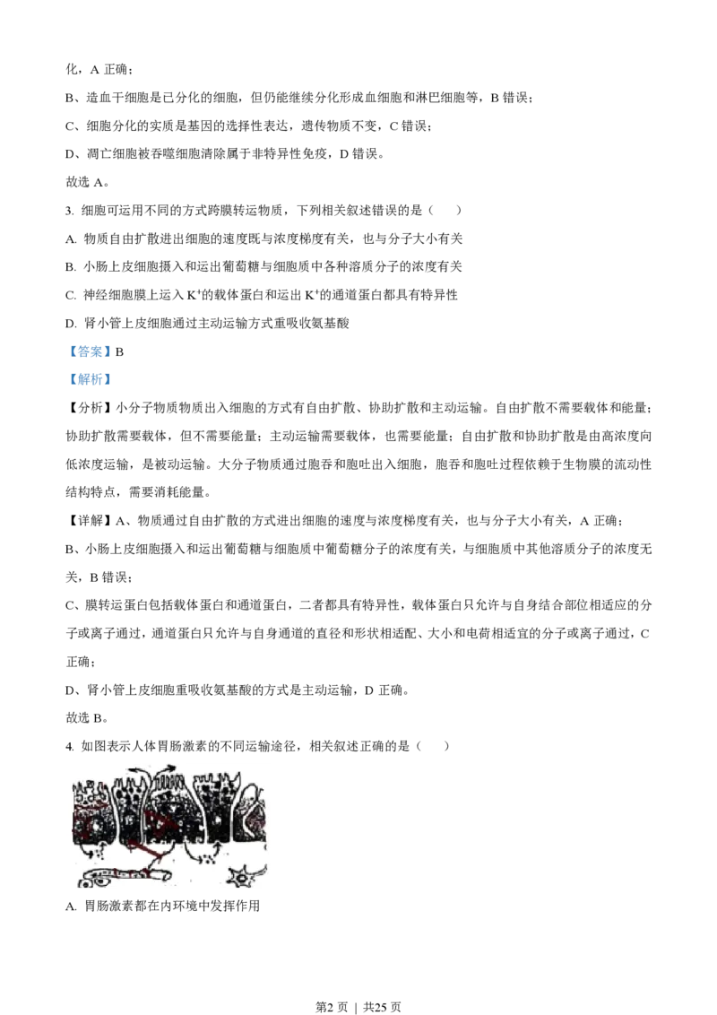 2021年高考生物试卷（江苏）（解析卷）_生物历年高考真题_新&middot;PDF版2008-2025&middot;高考生物真题_生物（按省份分类）2008-2025_2008-2025&middot;（江苏）生物高考真题