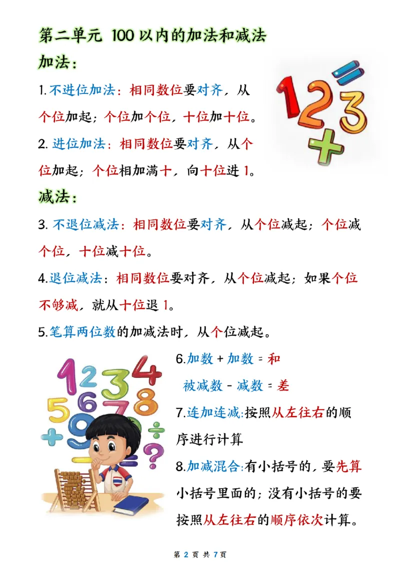 2024二年级上册数学公式_纯图版_二年级上下册资料_二年级上册小红书同款资料_二年级