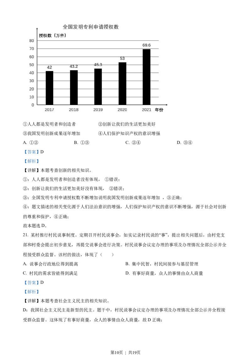 2022年高考政治试卷（福建）（解析卷）_政治历年高考真题_新&middot;Word版2008-2025&middot;高考政治真题_政治（按省份分类）2008-2025_2012-2024&middot;（福建）政治高考真题