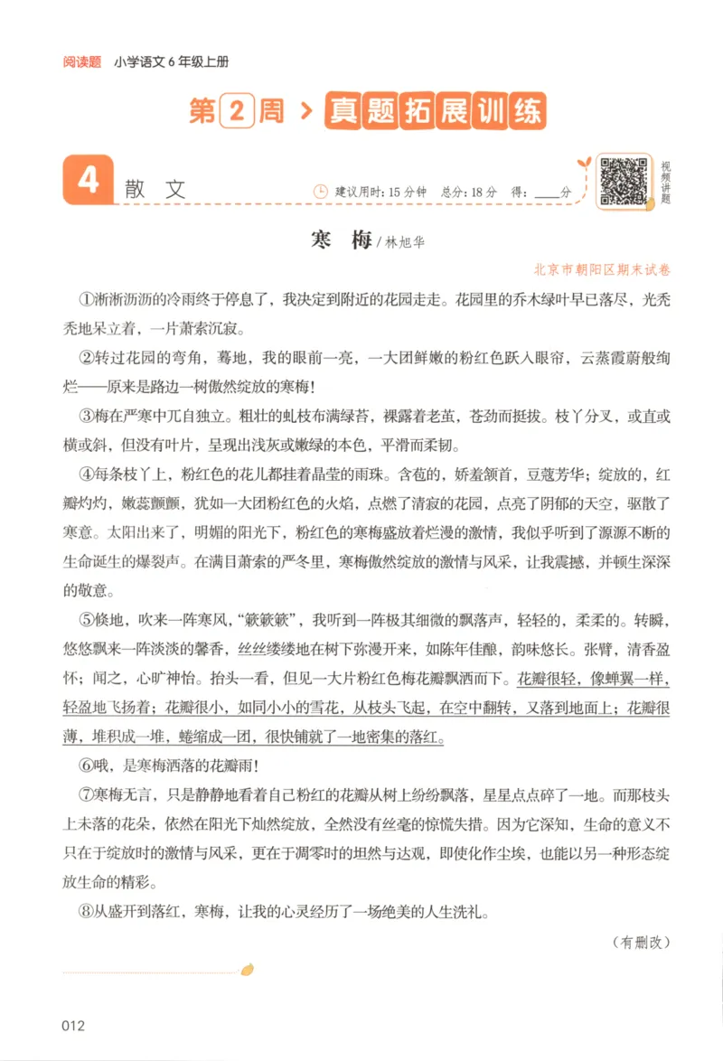 25秋《一本阅读题》6上语文_25秋《一本阅读题》语文