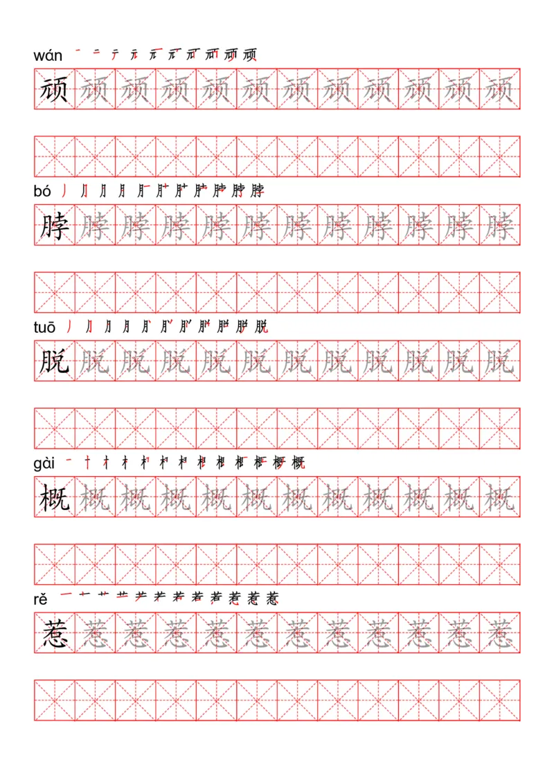 四（上）语文写字表描红练字帖_上册_四（上）语文期末重点归类文件
