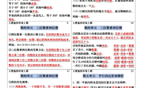 四年级数学上册必背笔记课课贴-2_四上数学25秋
