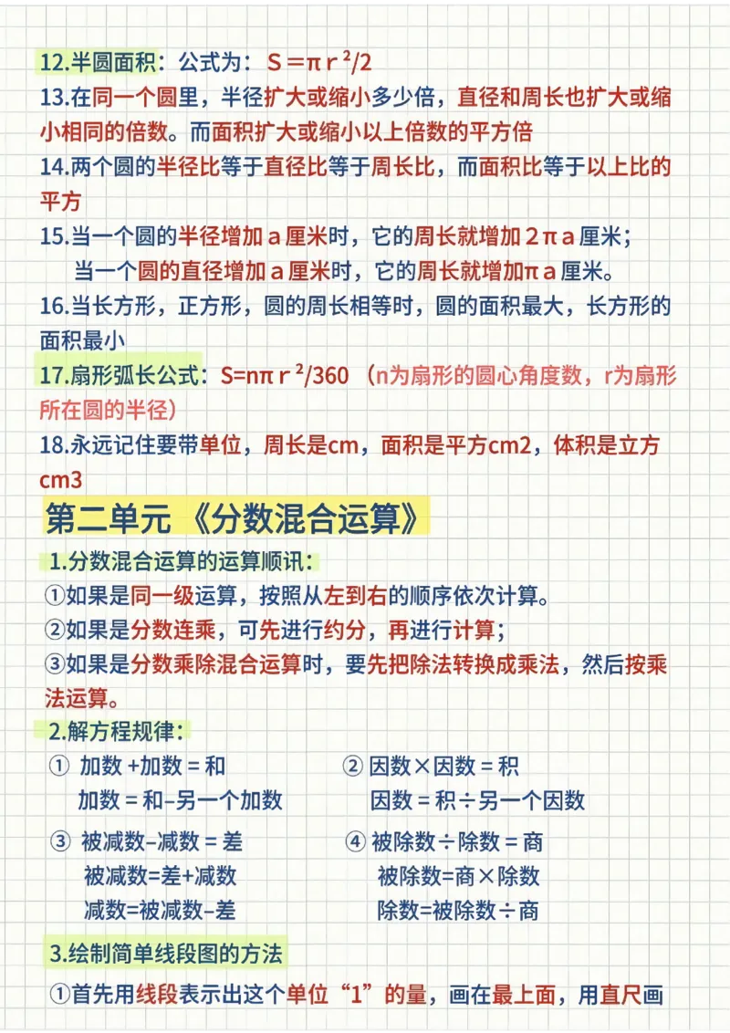 六年级（上）数学全册必背知识点(8)_🍎⭐️期中知识汇总人教25年上册