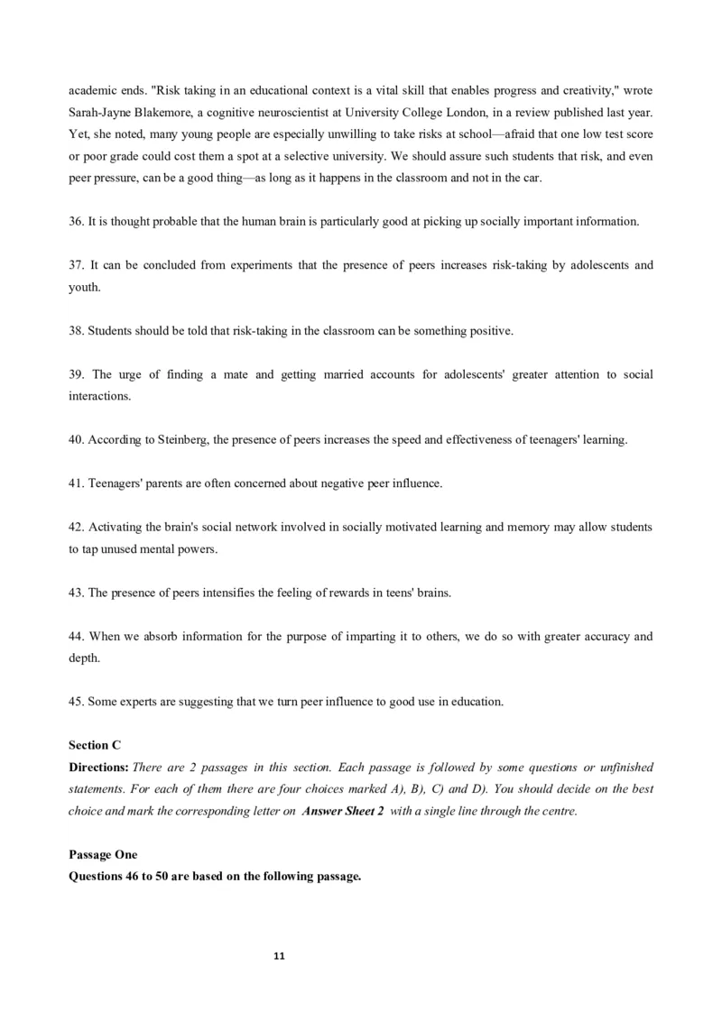 2018年06月六级真题（第1套）_大学英语四级+六级_六级真题_六级真题_1990年-2018年真题资料合集_2018年06月CET6题+解+音频_02、真题Word版