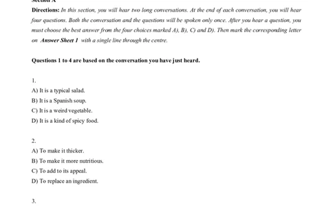 2018年06月六级真题（第1套）_大学英语四级+六级_六级真题_六级真题_1990年-2018年真题资料合集_2018年06月CET6题+解+音频_02、真题Word版