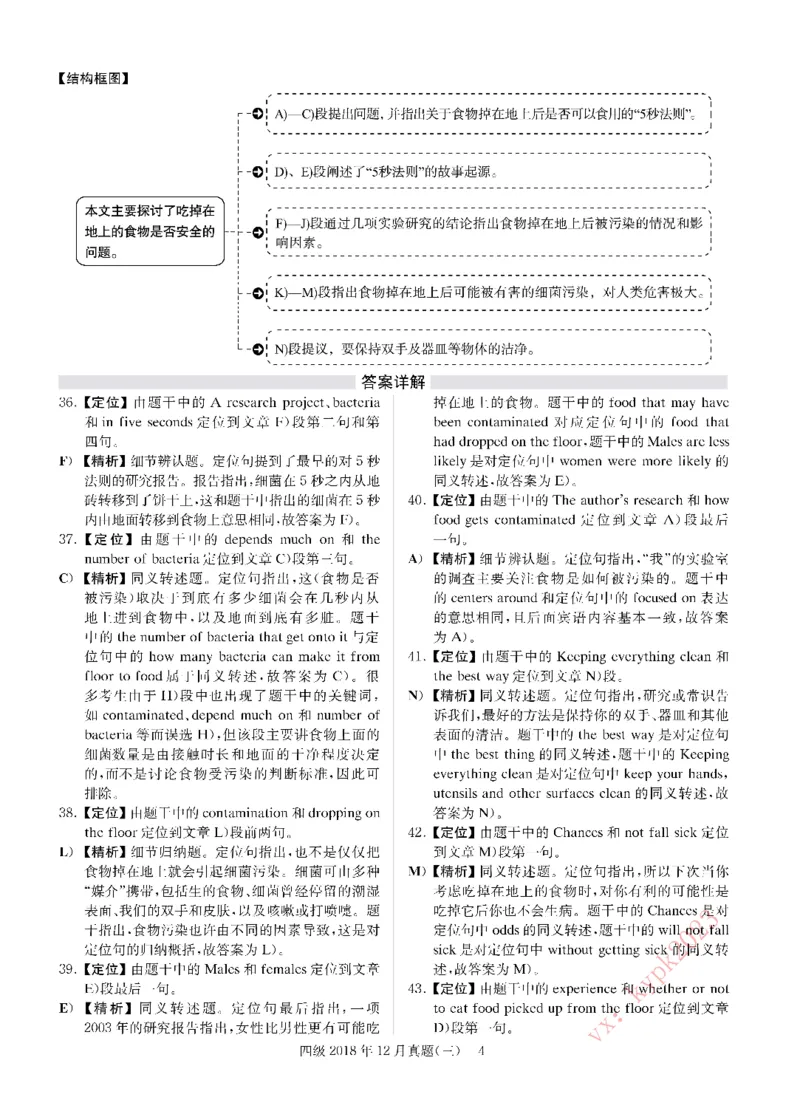 2018年12月四级解析第3套_大学英语四级+六级_四级真题_四级真题_1990年-2018年真题资料合集_2018年12月CET4题+解+音频_03、答案解析