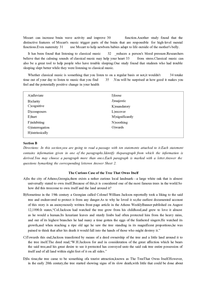 2024年6月第1套英语六级真题推荐使用PDF版_大学英语四级+六级_四级真题_专项_四级长篇阅读_2024年06月CET6_202406六级第一套