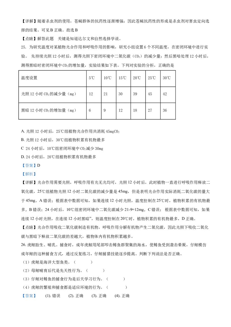 2018年福建省中考生物真题（解析卷）_福建中考1_6.福建中考生物（2017-2025）