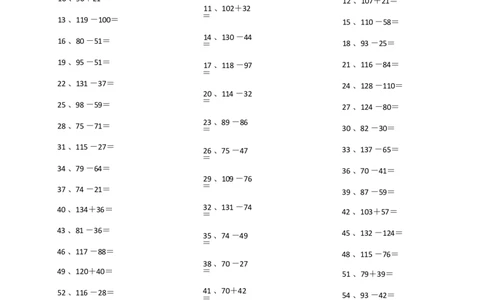 200以内混合加减第41~60_小学数学口算竖式脱式计算应用题一二三四五六年级上下册电_小学数学口算题库电子版（1-6）_小学数学口算二年级_口算题适合2年级