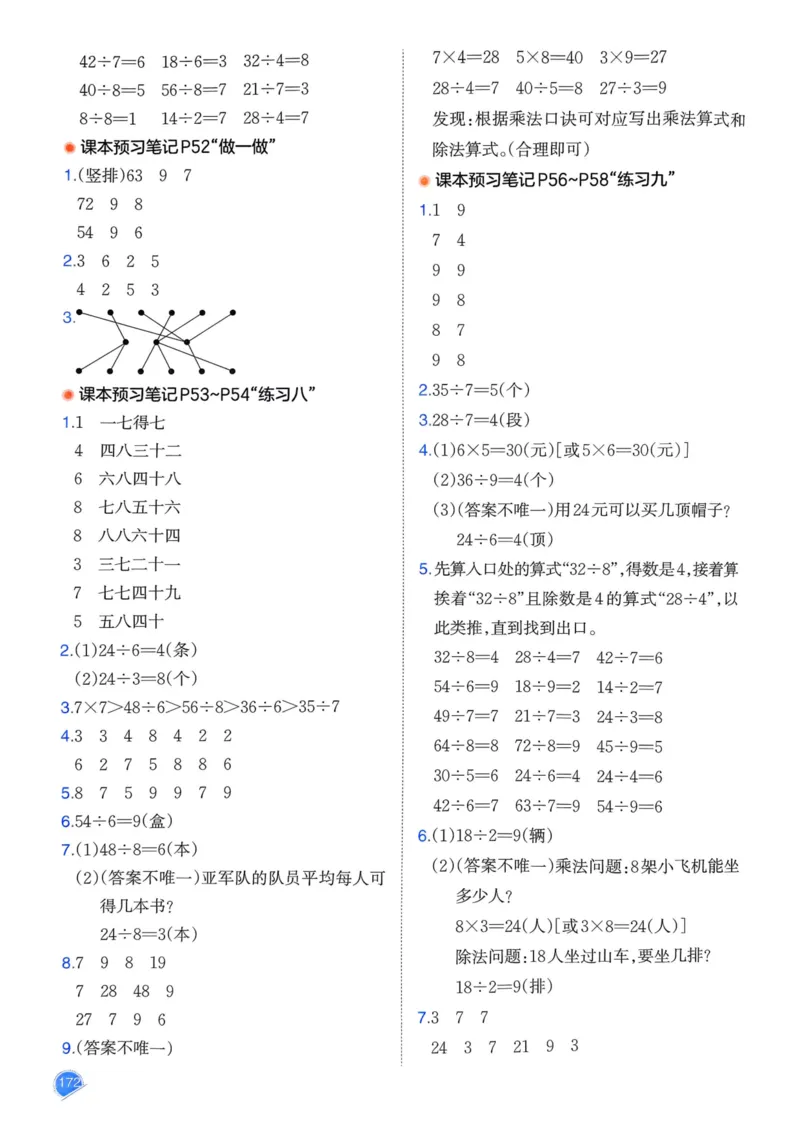25春一本预习笔记2下数学_二年级上下册资料_53黄冈多个品牌系列资料_数学