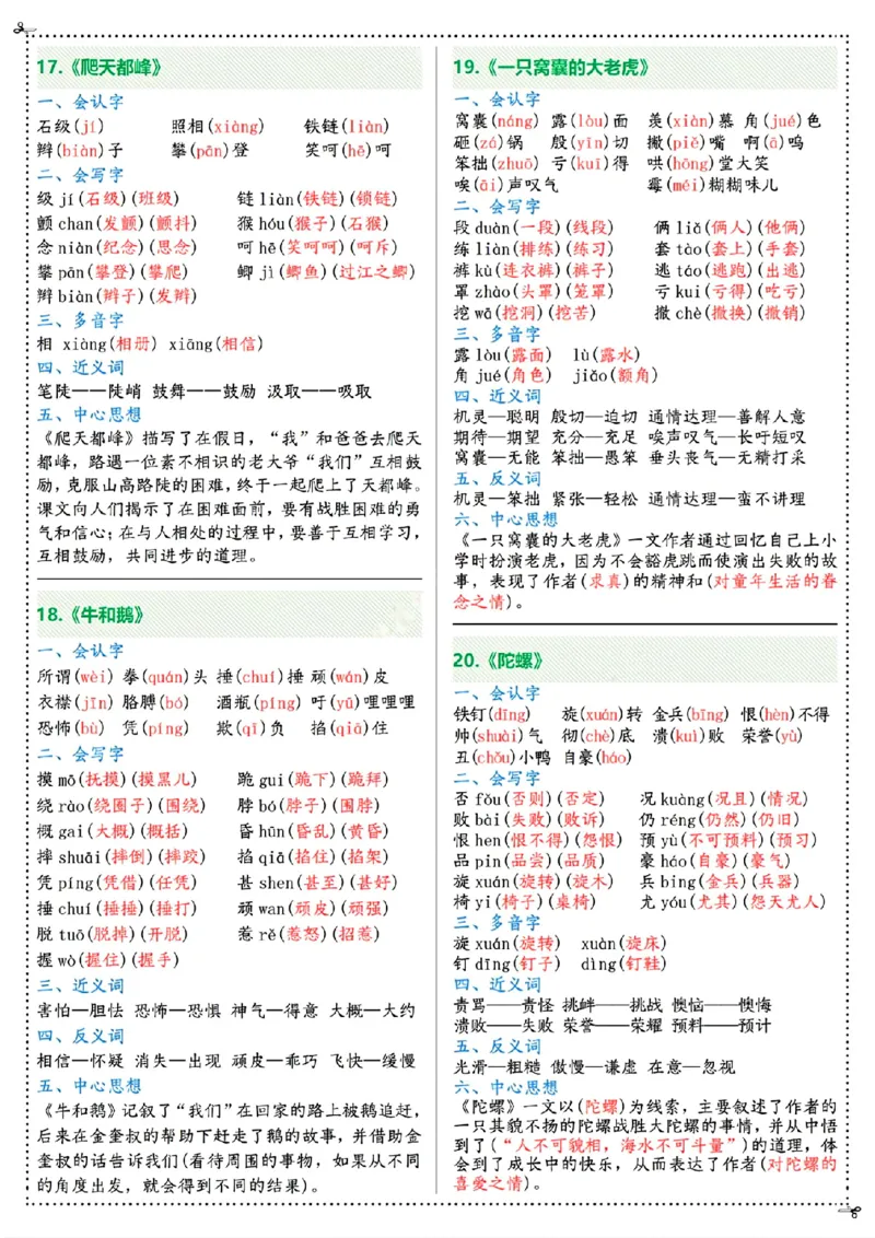四年级上册语文课课贴（彩色）(1)(1)_小学全网线上同款资料_41号文件夹4-6年级