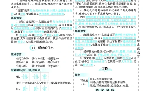 四（上）语文第三单元核心考点清单_上册_四（上）语文1-8单元核心重点
