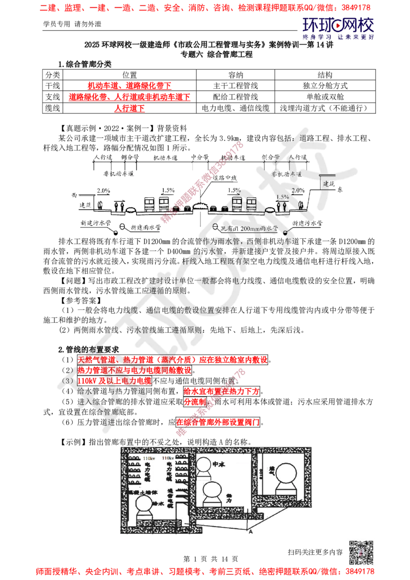 14.2025一建市政案例特训-第14讲-管廊垃圾海绵更新_2026年一级建造师_2026年一建市政_2025年一建市政SVIP_04-冲刺串讲✿考点强化✿小灶集训_21-市政《案例特训班》李莹HQ