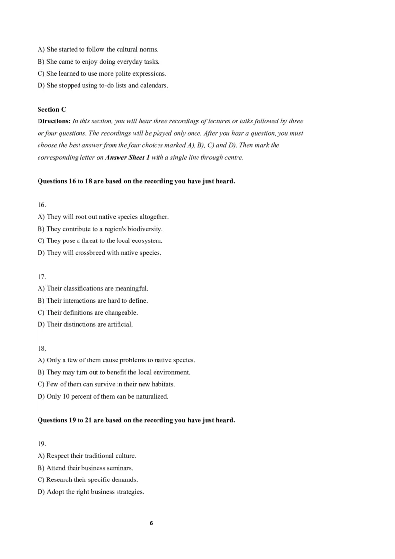 2018年06月六级真题（第2套）_大学英语四级+六级_六级真题_六级真题_1990年-2018年真题资料合集_2018年06月CET6题+解+音频_02、真题Word版