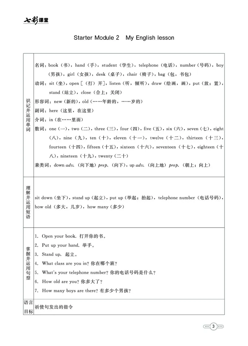 外研版英语七年级上册预习卡_25秋初中「外研版英语7-9年级上册教材全解